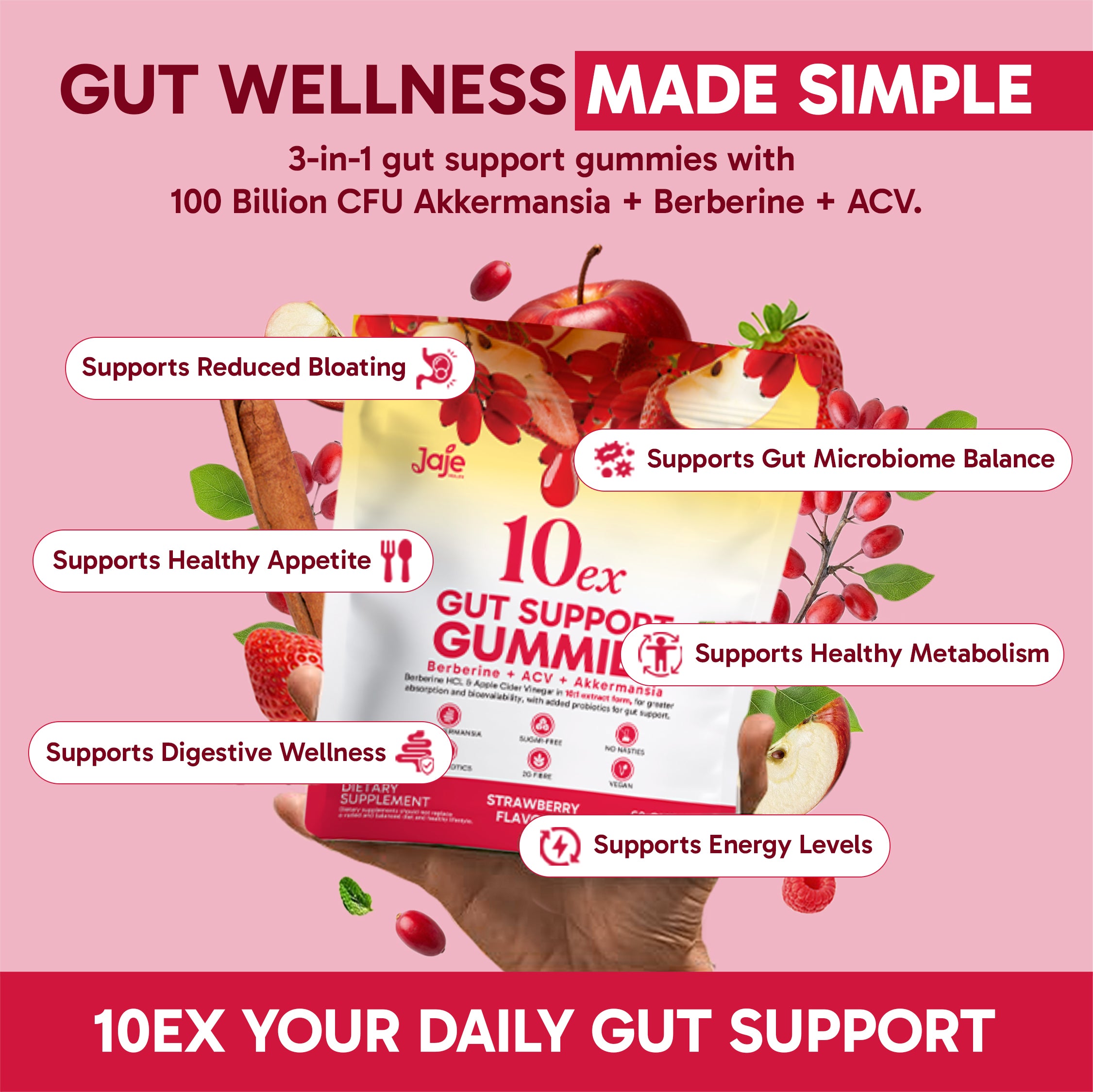 10EX 3-IN-1 GUT SUPPORT GUMMIES